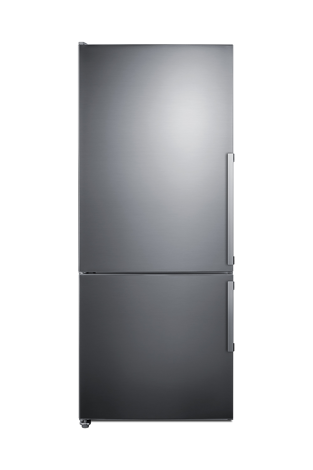 Frost-free ENERGY STAR certified bottom freezer refrigerator in stainless steel with digital controls and a left hand door swing